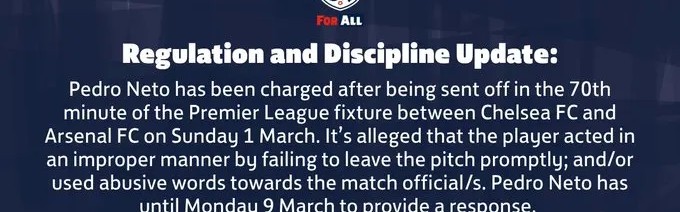 开云app-英足总官方：指控切尔西边锋内托红牌后出言不逊+未及时离场