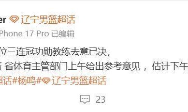 开云体育下载入口-媒体人：辽宁队主教练杨鸣提出辞职，但是未获批准